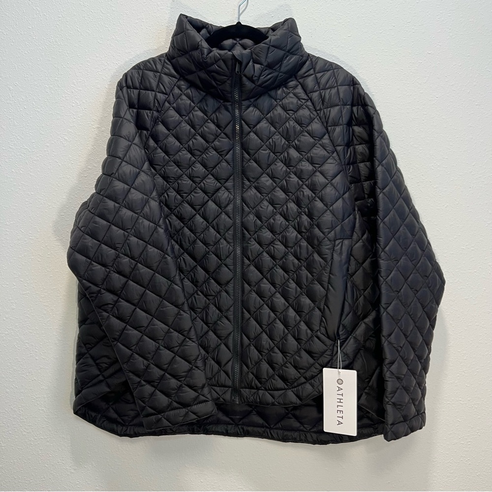NWT Athleta Whisper Featherless Puffer Jacket Womens XL Black Quilted Coat